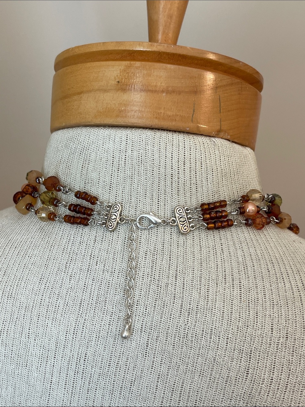 Vintage Style Earth-toned Multi-Strand Beaded Necklace with Earrings - Bohemian - Picture 10 of 15
